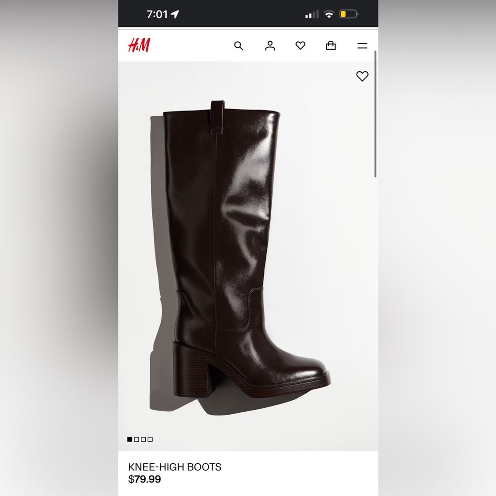H&M dark brown leather knee high boots